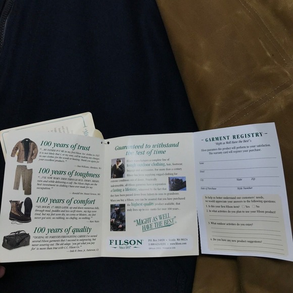 CC Filson Tin Cloth Packer Coat Jacket Mens L Brown Oil Finish Wool Liner USA - Picture 15 of 16